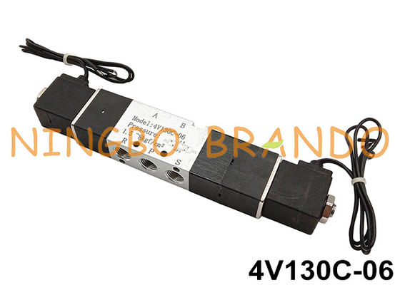 1/8 ''Kontrol Arah Listrik Katup Solenoid Pneumatik 4V130C-06