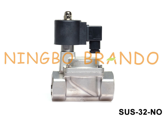 1-1/4 '' 2 Way Normal Terbuka SS 304 Solenoid Valve PTFE Seal 24V 220V