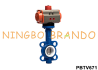 Pneumatic Actuated Wafer Butterfly Valve Segel PTFE Besi Cor Boby