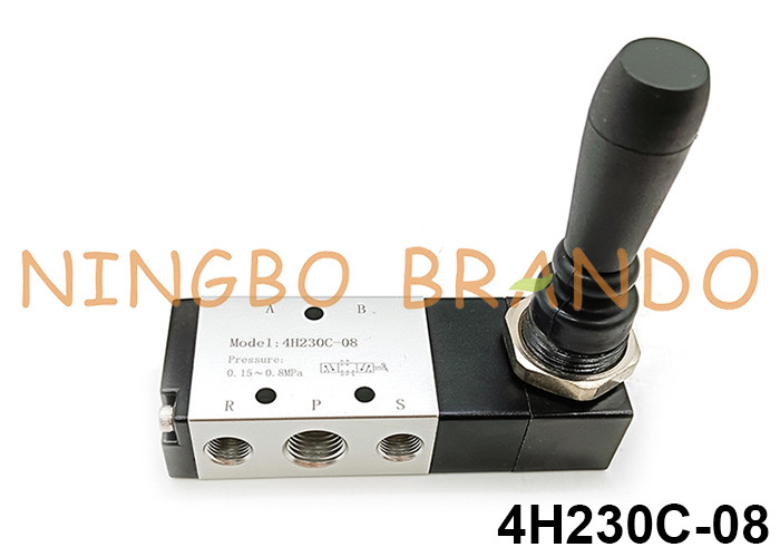 4H230C-08 Airtac Type Hand Lever Valve Manual Kontrol Udara Pneumatik 5/3 Cara