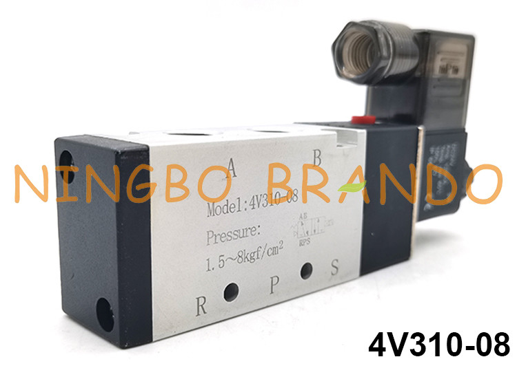 4V310-08 Jenis Airtac Single Coil Pneumatic Solenoid Valve 5/2 Arah DC24V AC220V