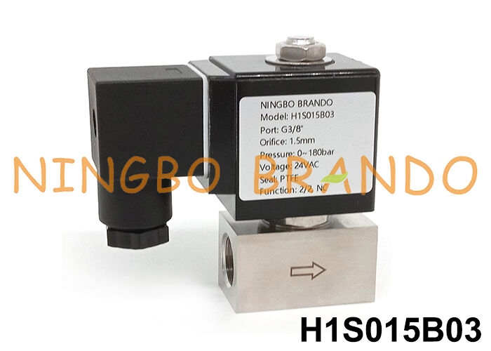 Katup Solenoid Tekanan Tinggi 250 bar 3/8'' dengan Badan Baja Tahan Karat 220VAC 110VAC