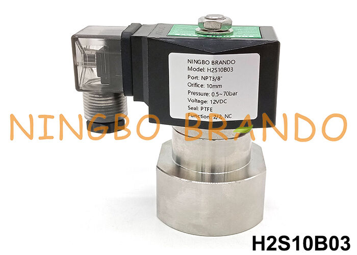 Katup Solenoid Baja Tahan Karat Tekanan Tinggi 3/8'' 100 Bar 220VAC 70 Bar 24VDC