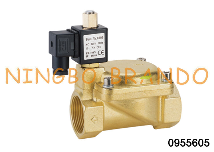 0955605 1-1/4 '' 2 Way Normal Buka Kuningan Solenoid Valve 1.6Mpa