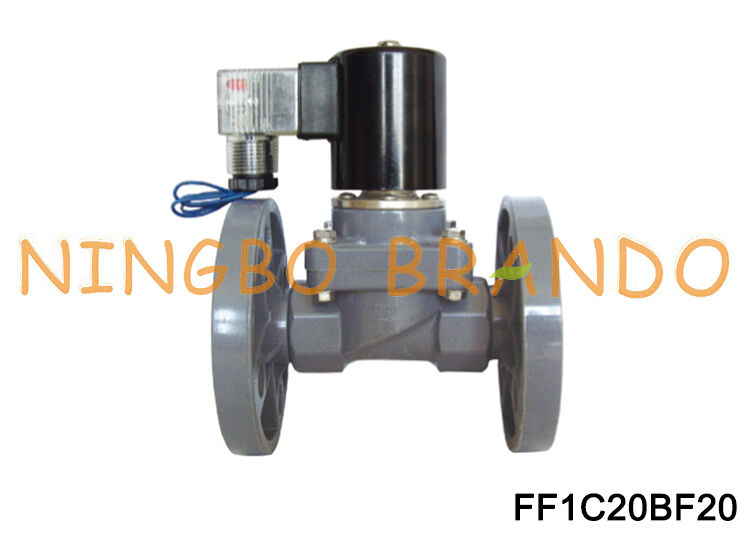 DN20 Flange Type CPVC Anti-korosif Biasanya Katup Solenoid Tertutup 220V 24V