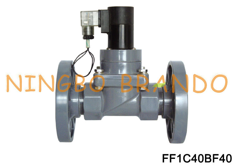 DN40 1-1/2'' Katup Diafragma Flange CPVC Untuk Bahan Kimia Asam Alkali 220V 110V 24V