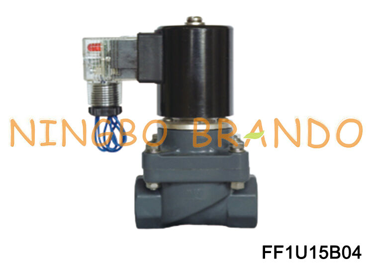 DN15 1/2 ''UPVC Anti Korosi Katup Solenoid Biasanya Tertutup 220V 110V 24V