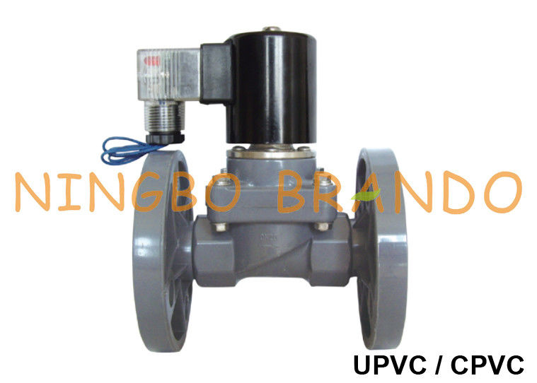 1/2 ''Flanged UPVC PVC Plastik Solenoid Valve Anti Korosif 24V 220V