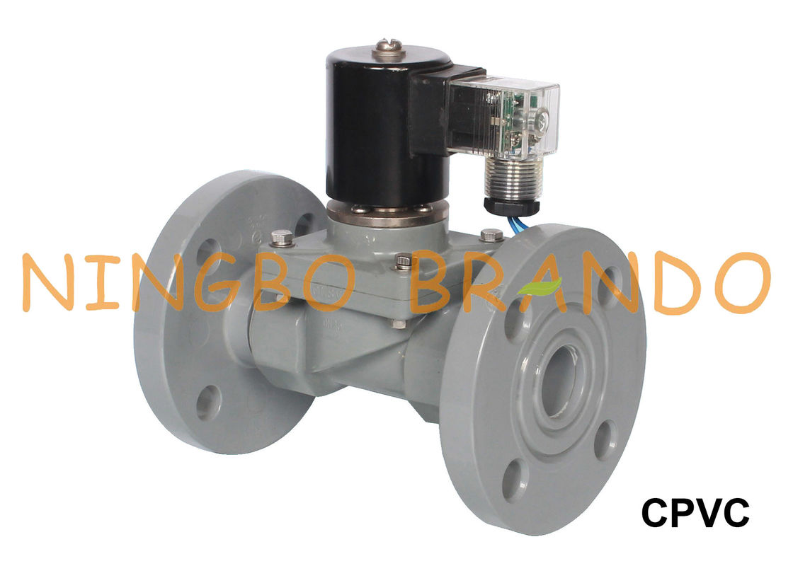 Asam Alkali Anti Korosif CPVC Solenoid Valve 1 1/4'' 1 1/2'' 2'' Bergelang