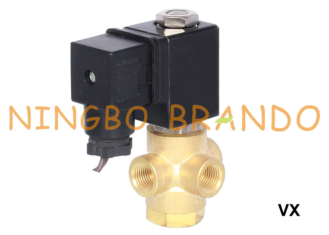 3 Way Brass Solenoid Valve Biasanya Ditutup 1/8 '' 1/4 '' 12V 24V 110V 220V