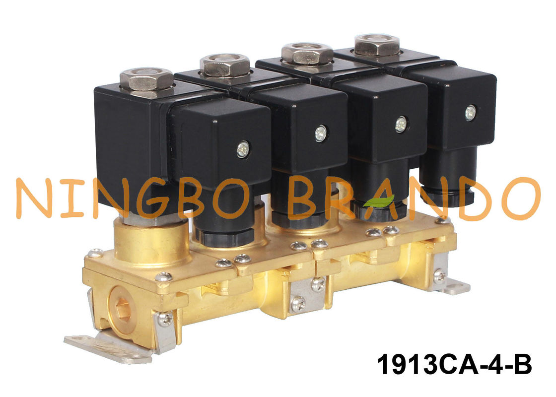 Susun 4 Grup Kuningan Solenoid Valve Multi-Port 1/8'' 1/4'' 24V 220V