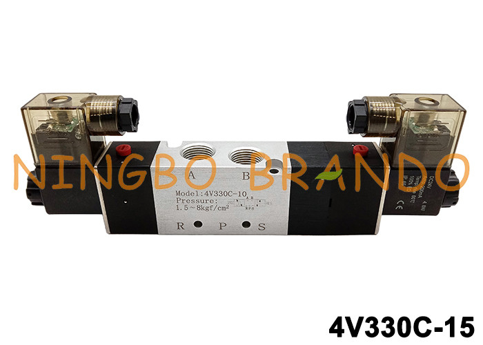 4V330C-10 Airtac Tipe 3/8 '' Pneumatic Solenoid Valve Tutup Pusat 220V