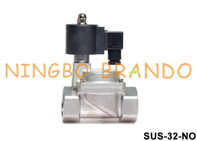1-1/4 '' 2 Way Normal Terbuka SS 304 Solenoid Valve PTFE Seal 24V 220V