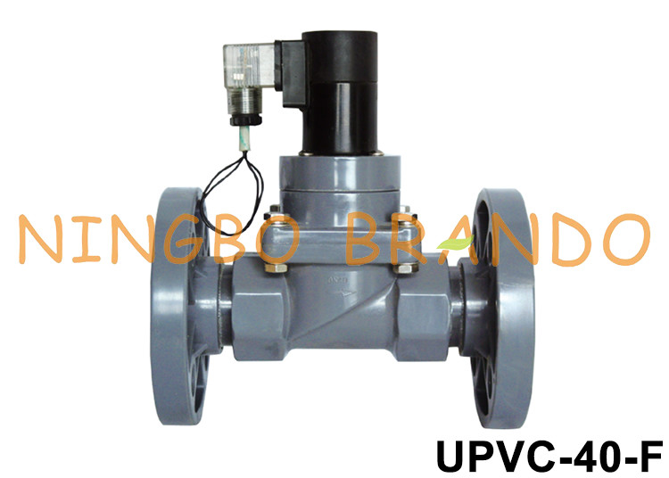 1-1/2 ''Flanged UPVC Anti Korosi Plastik Solenoid Valve AC220V