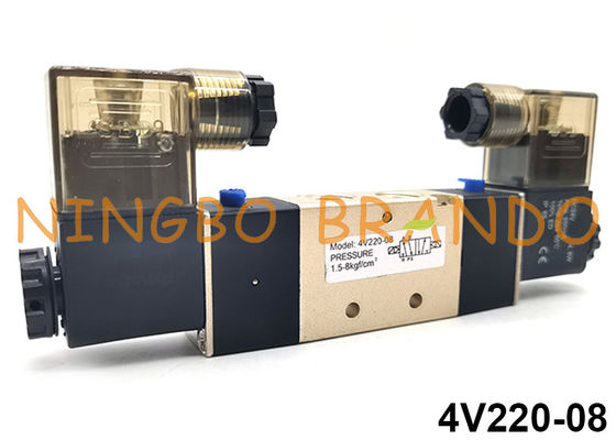 4V220-08 Airtac Type Double Coil Pneumatic Solenoid Valve 5/2 Cara DC24V AC220V