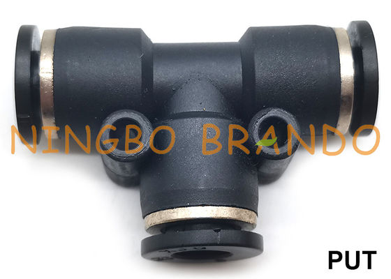 PUT Union Tee Fitting Selang Pneumatik Plastik 3 Cara 1/8 '' 1/4 '' 3/8 '' 1/2 ''