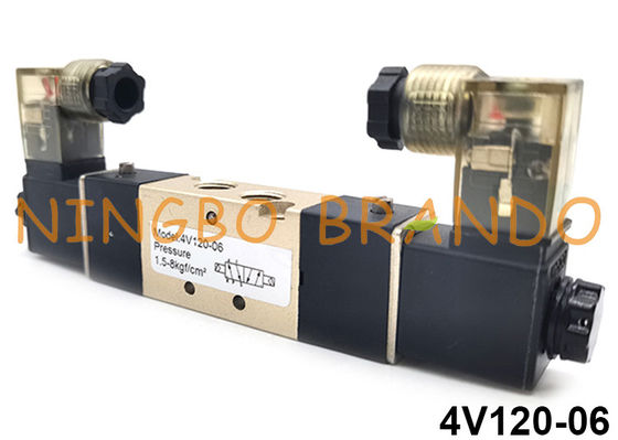 4V120-06 5/2 Cara Airtac Tipe Pneumatic Katup Solenoid Ganda 24V 110V 220V