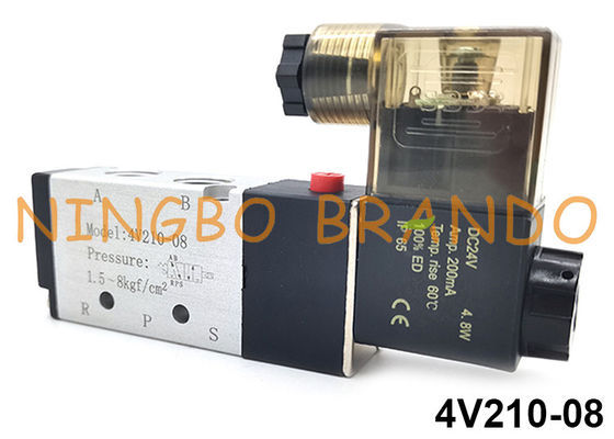 4V210-08 5/2 Cara Airtac Jenis Katup Solenoid Tunggal Pneumatik 24V 110V 220V