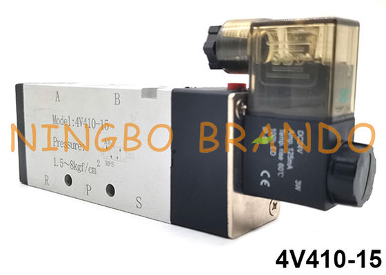 4V410-15 Airtac Tipe 5/2 Cara Kontrol Udara Katup Solenoid Pneumatik Tunggal 24V 220V