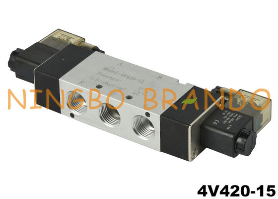4V420-15 1/2 '' 5/2 Cara Katup Solenoid Udara Pneumatik DC24V AC220V