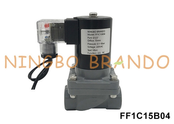 1/2 'Anti Korosi CPVC Solenoid Valve Untuk Asam Alkali Kimia 220V 110V 24V