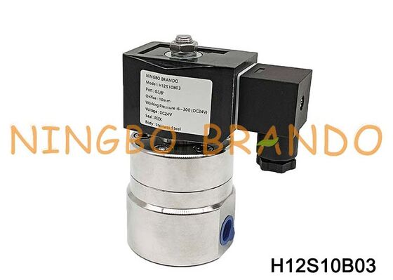 DN10 3/8 Inci 300 Bar Katup Solenoid Tekanan Tinggi Baja Tahan Karat 220V 24V