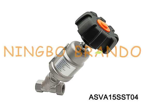 Katup Kursi Sudut Uap Pneumatik Baja Tahan Karat 1/2 '' dengan Pegangan Penyesuaian Pembukaan