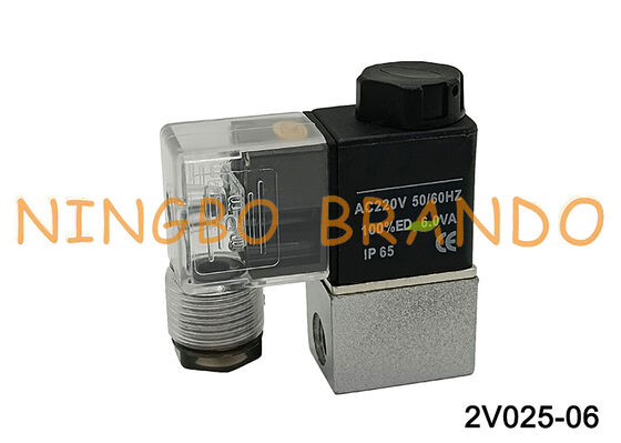 2V025-06 Katup Solenoid Minyak Air Udara Biasanya Tertutup G1/8 ''220V 110V 24V