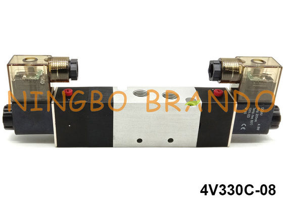 4V330C-08 Airtac Type Pneumatic Solenoid Valve 1/4 '' 5/3 Way 24VDC
