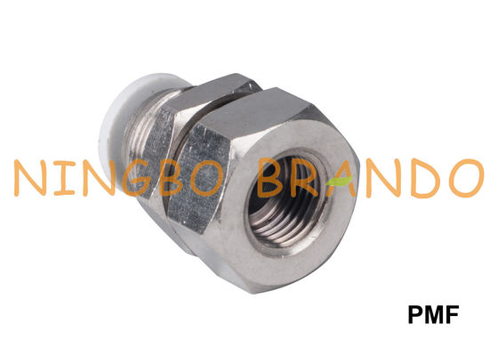 PMF Bulkhead Female Straight Pneumatic Push-In Fittings 1/8 '' 1/4 '' 3/8 '' 1/2 ''