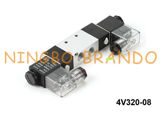 4V320-08 Katup Solenoid Ganda Pneumatik Jenis Airtac 4V320-1 / 4 24V 220V
