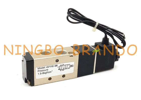 4V110-06 1/8 '' 2 Posisi 5 Port Katup Solenoid Kontrol Udara Pneumatik